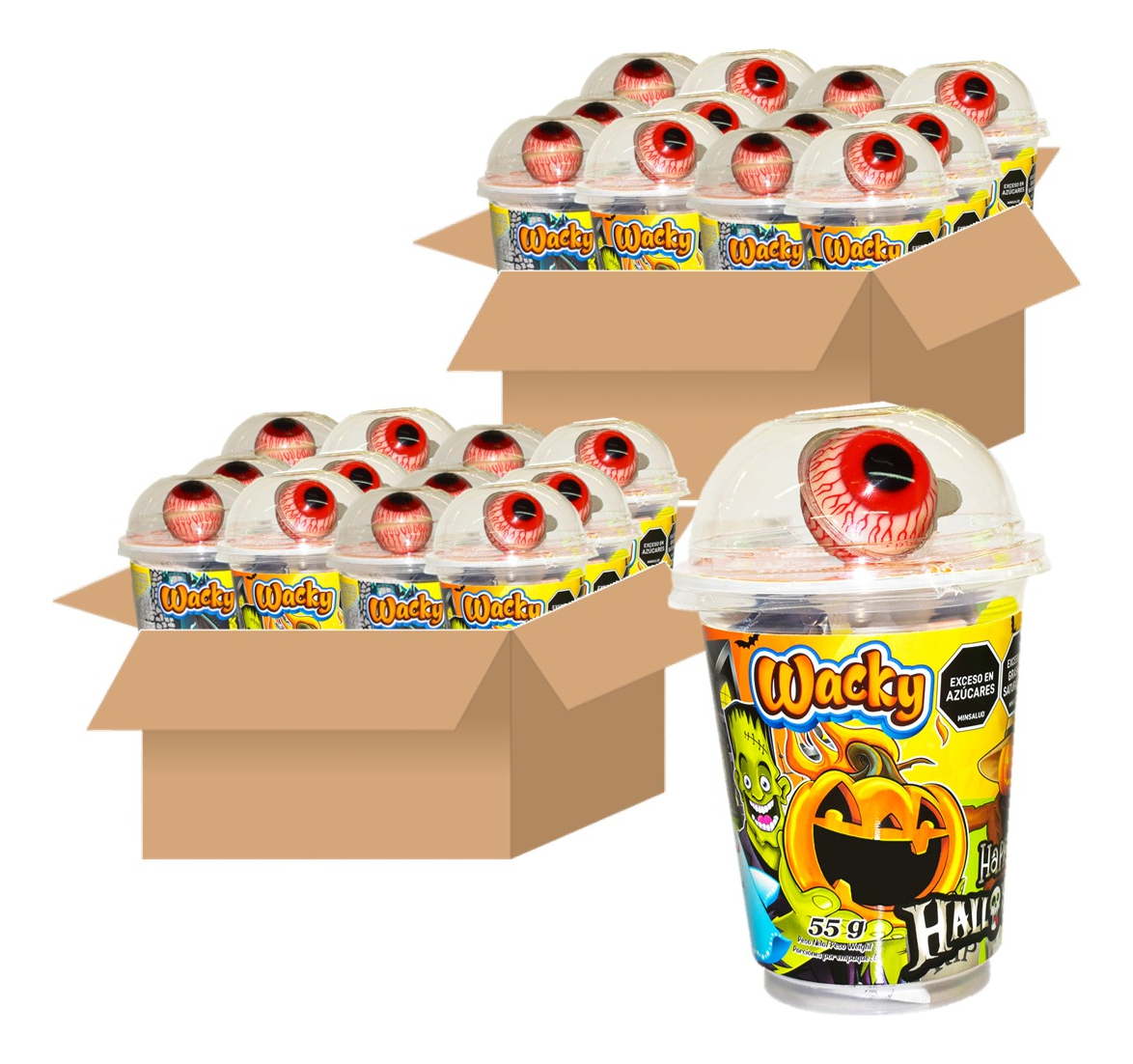 Vaso Shaker Halloween Con Dulces Adro 55 g X 24 Uds